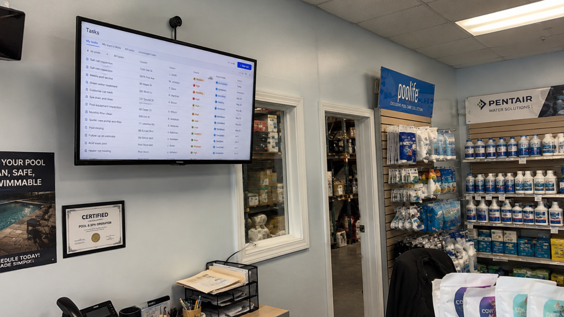 Task board on in-store TV